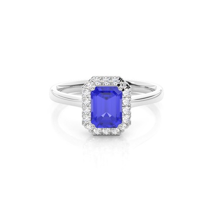 Prong Setting Tanzanite Halo Engagement Ring
