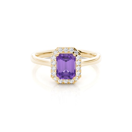 Prong Setting Amethyst Halo Engagement Ring