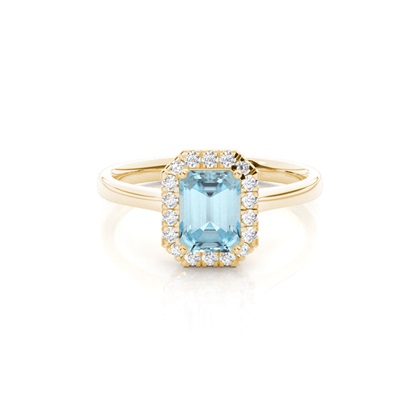 Prong Setting Aquamarine Halo Engagement Ring