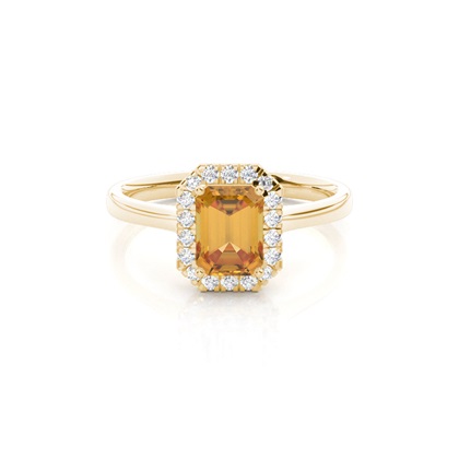 Prong Setting Citrine Halo Engagement Ring