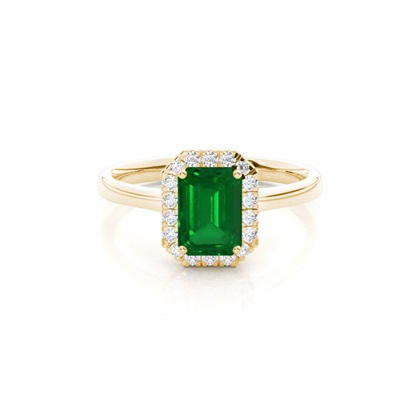 Prong Setting Emerald Halo Engagement Ring