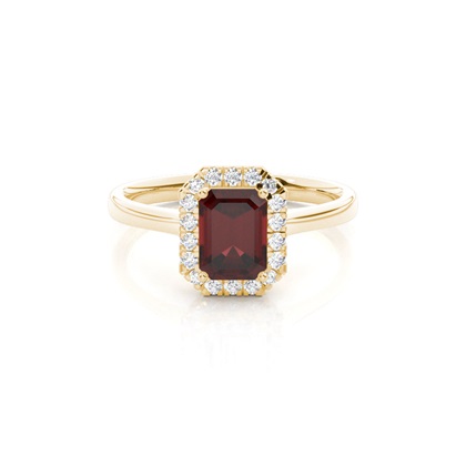 Prong Setting Garnet Halo Engagement Ring