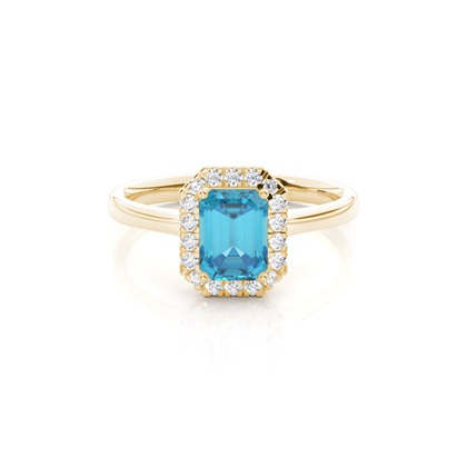 Prong Setting Topaz Halo Engagement Ring