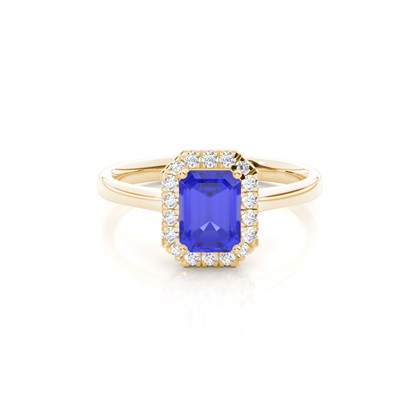 Prong Setting Tanzanite Halo Engagement Ring