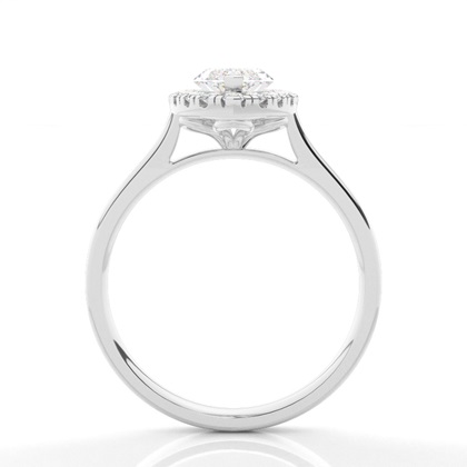 Zinkeneinstellung Seitenstein Halo Verlobungsring