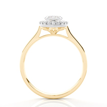 Zinkeneinstellung Seitenstein Halo Verlobungsring