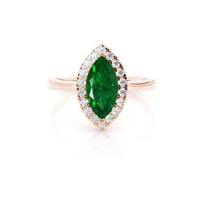 Prong Setting Emerald Halo Engagement Ring