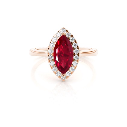 Prong Setting Ruby Halo Engagement Ring
