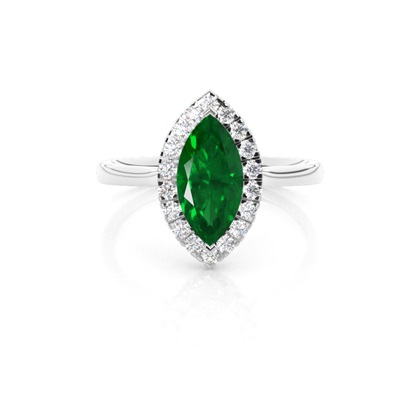 Prong Setting Emerald Halo Engagement Ring