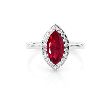 Prong Setting Ruby Halo Engagement Ring