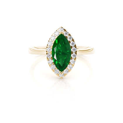 Prong Setting Emerald Halo Engagement Ring