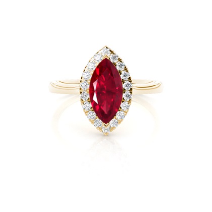 Prong Setting Ruby Halo Engagement Ring