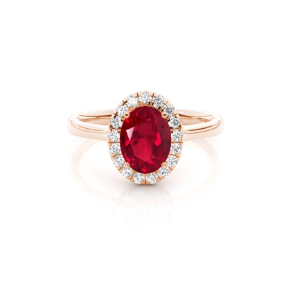 Prong Setting Ruby Halo Engagement Ring