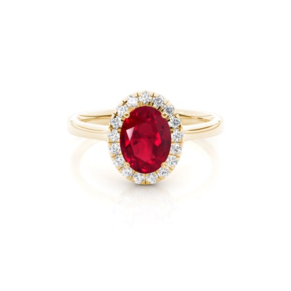 Prong Setting Ruby Halo Engagement Ring