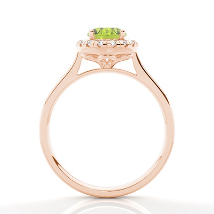 Peridot Halo Verlobungsring In Krappenfassung