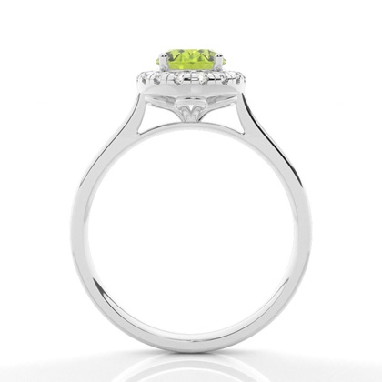 Peridot Halo Verlobungsring In Krappenfassung