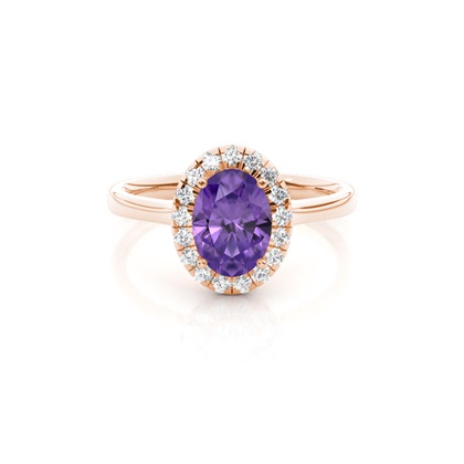 Prong Setting Amethyst Halo Engagement Ring