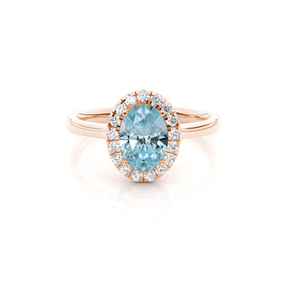 Prong Setting Aquamarine Halo Engagement Ring