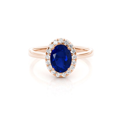 Prong Setting Blue Saphire Halo Engagement Ring