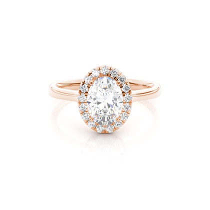 Oval Rose Gold Halo Diamond Engagement Rings