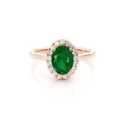 Prong Setting Emerald Halo Engagement Ring