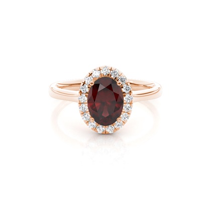 Prong Setting Garnet Halo Engagement Ring