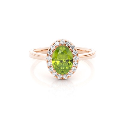 Prong Setting Peridot Halo Engagement Ring