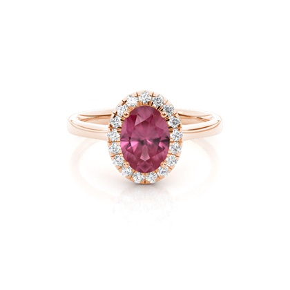 Prong Setting Pink Tourmaline Halo Engagement Ring