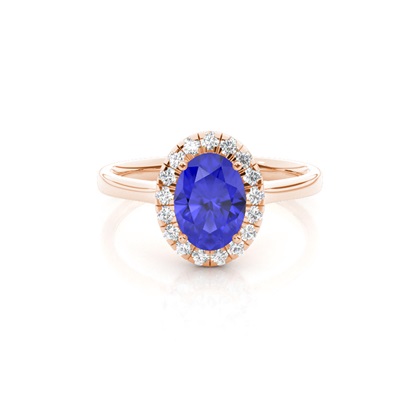 Prong Setting Tanzanite Halo Engagement Ring