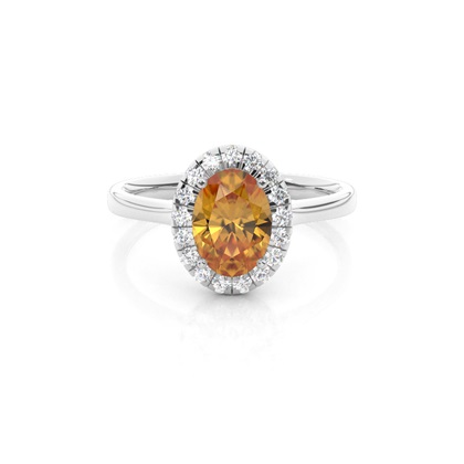 Prong Setting Citrine Halo Engagement Ring