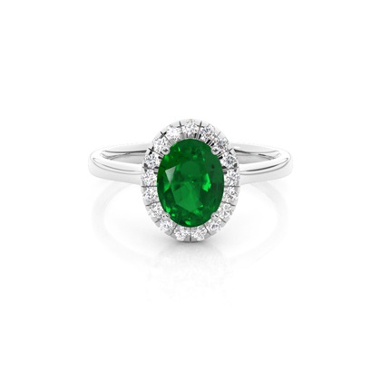 Prong Setting Emerald Halo Engagement Ring