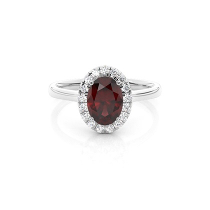 Prong Setting Garnet Halo Engagement Ring