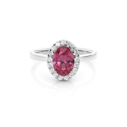 Prong Setting Pink Tourmaline Halo Engagement Ring