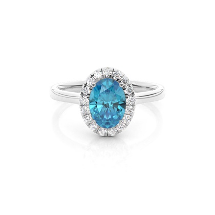 Prong Setting Topaz Halo Engagement Ring