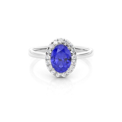 Prong Setting Tanzanite Halo Engagement Ring