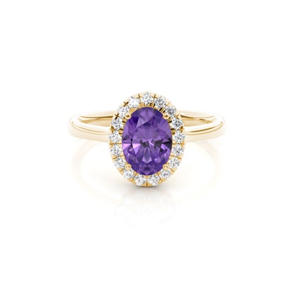 Prong Setting Amethyst Halo Engagement Ring