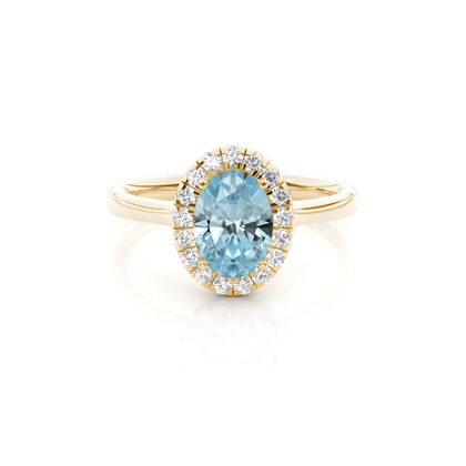 Prong Setting Aquamarine Halo Engagement Ring
