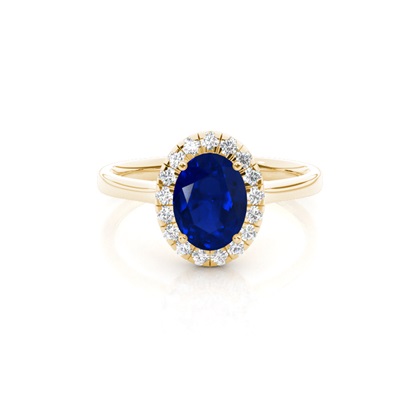 Prong Setting Blue Saphire Halo Engagement Ring