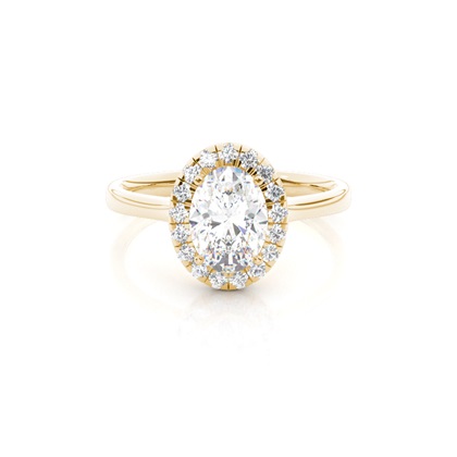 Oval Yellow Gold Halo Diamond Engagement Rings