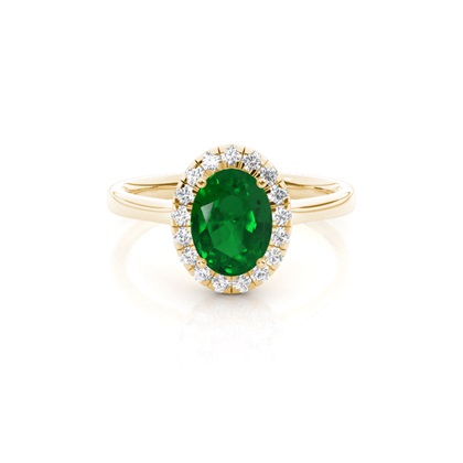 Prong Setting Emerald Halo Engagement Ring