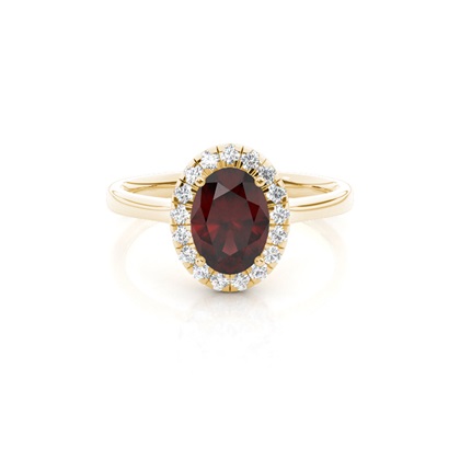 Prong Setting Garnet Halo Engagement Ring