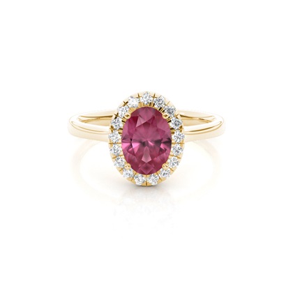 Prong Setting Pink Tourmaline Halo Engagement Ring