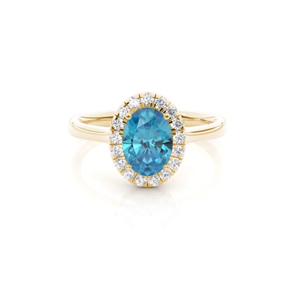 Prong Setting Topaz Halo Engagement Ring