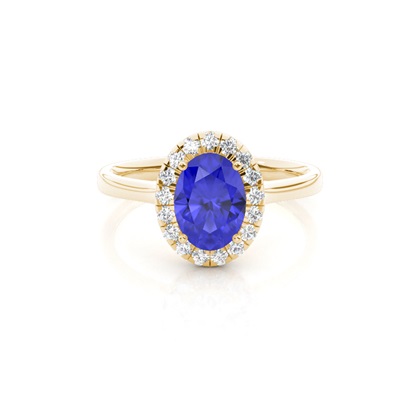 Prong Setting Tanzanite Halo Engagement Ring