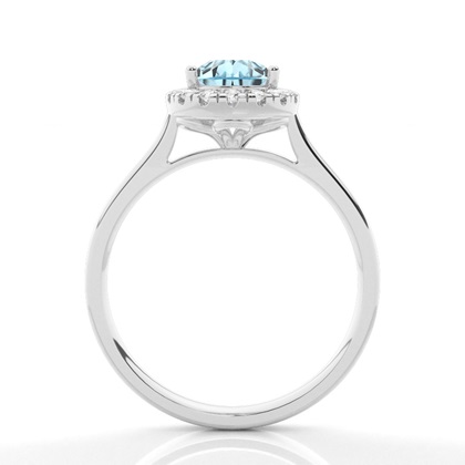 Aquamarin-Halo-Verlobungsring In Krappenfassung