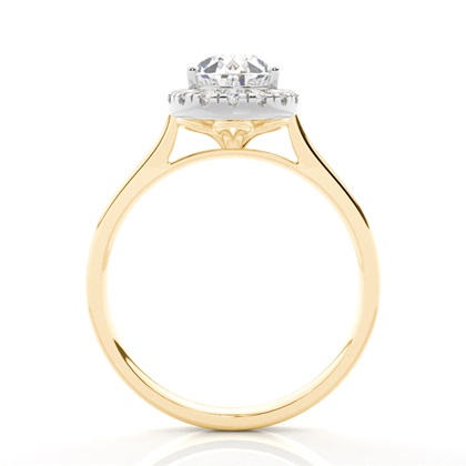 Zinkeneinstellung Seitenstein Halo Verlobungsring