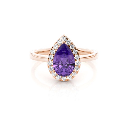 Prong Setting Amethyst Halo Engagement Ring