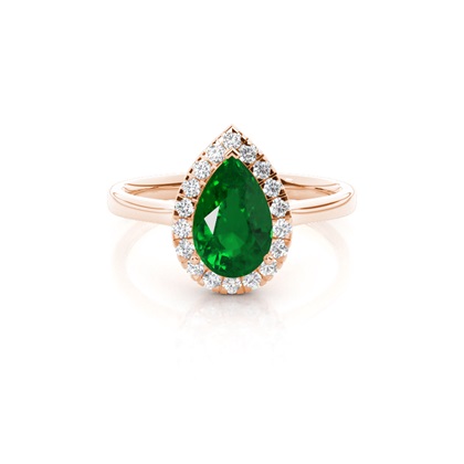 Prong Setting Emerald Halo Engagement Ring