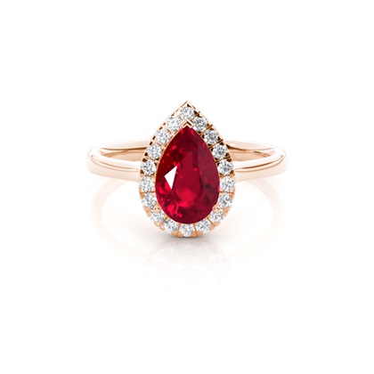 Prong Setting Ruby Halo Engagement Ring