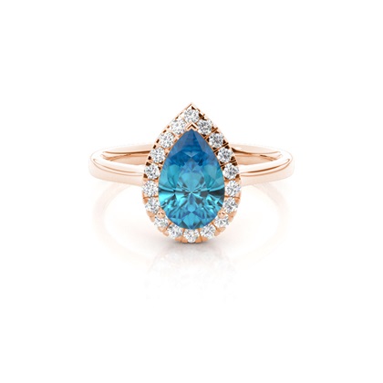 Prong Setting Topaz Halo Engagement Ring